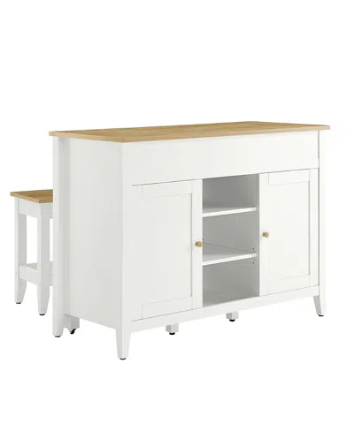 Modway Garland Kitchen Island And Stool, Set Of 3 In White