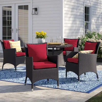 Modway Gather Outdoor Patio Dining Chairs Set In Espresso,red