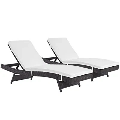 Modway Gather Synthetic Rattan Weave Outdoor Chaise Lounges By  In White