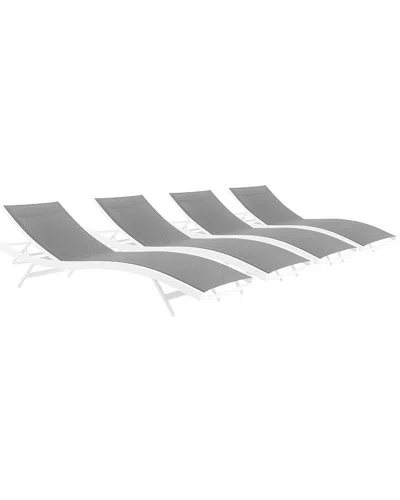 Modway Glimpse Set Of 4 Outdoor Patio Mesh Chaise Loungers In Multi