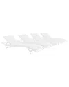 Modway Glimpse Set Of 4 Outdoor Patio Mesh Chaise Loungers In White