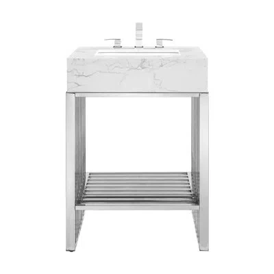 Modway Gridiron 24" Bathroom Vanity In Silver
