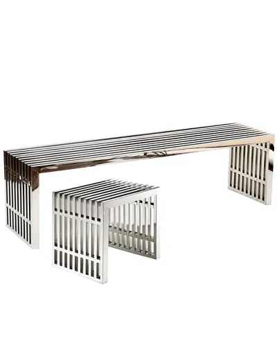 Modway Gridiron Benches, Set Of 2 In Gray