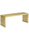 Modway Gridiron Medium Stainless Steel Bench In Gold