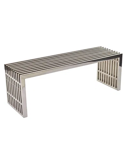 Modway Gridiron Medium Stainless Steel Bench In Silver