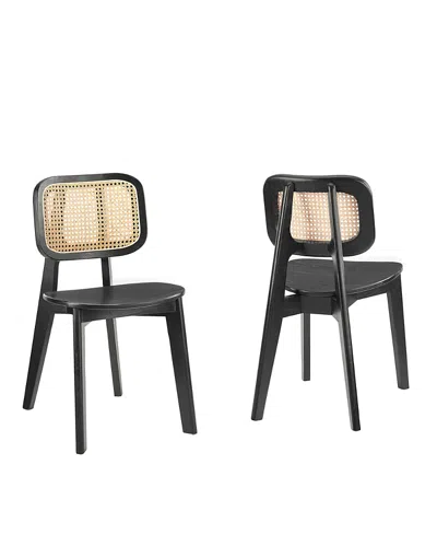 Modway Habitat Wood Dining Side Chair, Set Of 2 In Black