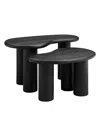 Modway Hackney Mango Wood Nesting Coffee Table Set In Black