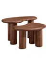 Modway Hackney Mango Wood Nesting Coffee Table Set In Brown