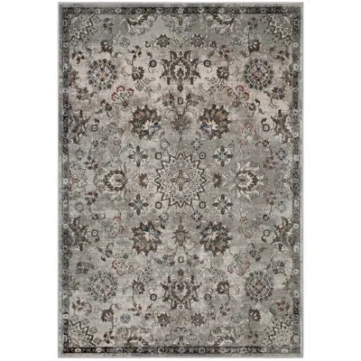 Modway Hana Distressed Vintage Floral Lattice Area Rug In Silver Blue, Beige And Brown In Brown;beige