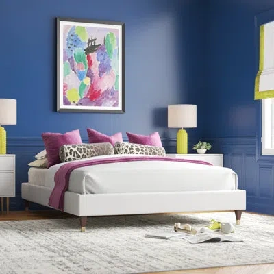 Modway Harlow Performance Velvet Platform Bed Frame In White
