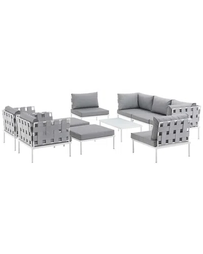 Modway Harmony 10-piece Outdoor Patio Sectional Sofa Set In White