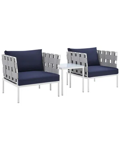 Modway Harmony 3pc Sunbrella® Outdoor Patio Aluminum Seating Set In Grey