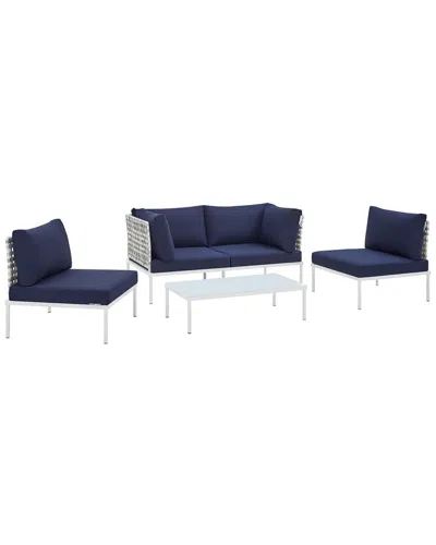 Modway Harmony 4-piece Sunbrella Basket Weave Outdoor Patio Seating Set In Beige