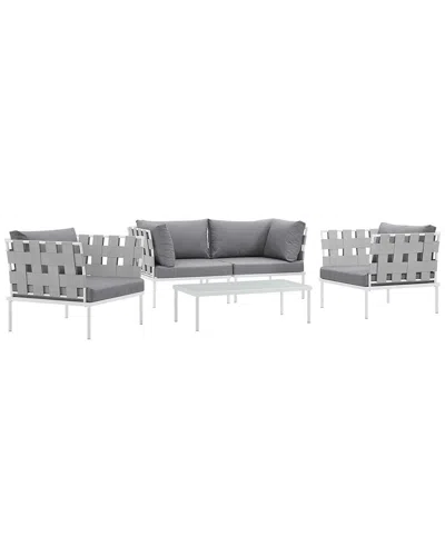 Modway Harmony 5-piece Outdoor Patio Sectional Sofa Set In White
