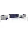 Modway Harmony 5-piece Sunbrella Basket Weave Outdoor Patio Seating Set In Taupe