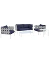 Modway Harmony 5-piece Sunbrella Outdoor Patio Furniture Set In Gray