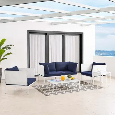 Modway Harmony 5-piece Sunbrella Outdoor Patio Aluminum Furniture Set By  In Navy Sunbrella®