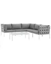 Modway Harmony 6-piece Outdoor Patio Sectional Sofa Set In White