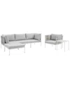 Modway Harmony 6-piece Sunbrella Basket Weave Outdoor Patio Seating Set In Taupe