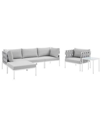 Modway Harmony 6-piece Sunbrella Outdoor Patio Seating Set In Gray