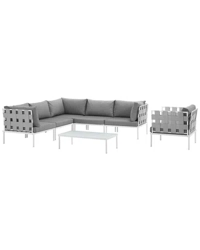 Modway Harmony 7-piece Outdoor Patio Sectional Sofa Set In White