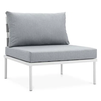 Modway Harmony Armless Outdoor Patio Aluminum Chair In Gray