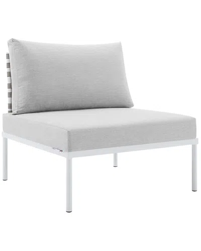 Modway Harmony Sunbrella® Basket Weave Outdoor Patio Aluminum Armless Chair In Grey