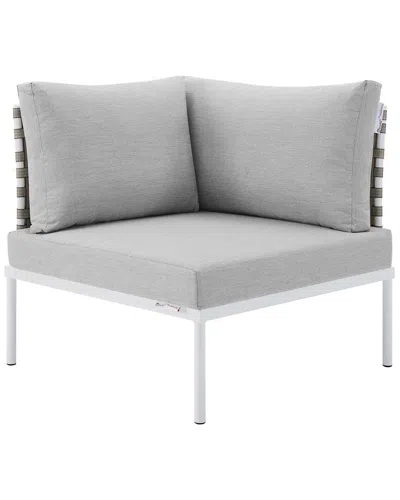Modway Harmony Sunbrella® Basket Weave Outdoor Patio Aluminum Corner Chair In Grey