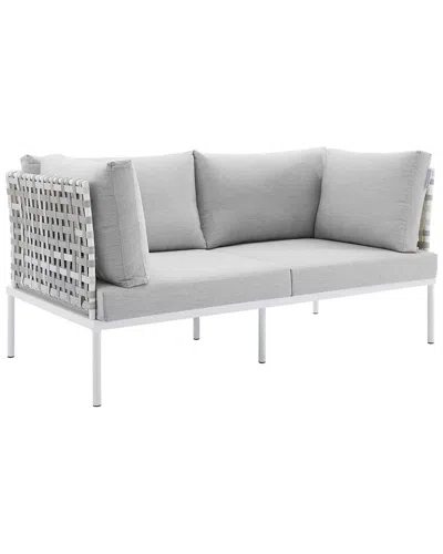 Modway Harmony Sunbrella® Basket Weave Outdoor Patio Aluminum Loveseat In Grey
