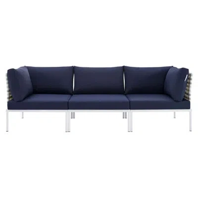 Modway Harmony Sunbrella Basket Weave Outdoor Patio Aluminum Sofa By  In Navy Sunbrella®