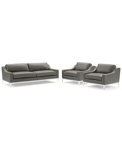 Modway Harness 3pc Leather Sofa & Armchair Set