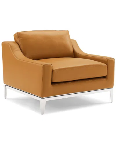 Modway Harness Leather Armchair In Yellow