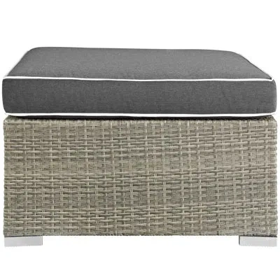 Modway Havenside Home Bocabec Fabric Outdoor Patio Ottoman In Charcoal
