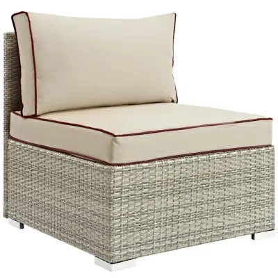 Modway Havenside Home Bocabec Modern Fabric Outdoor Patio Armless Chair In Beige