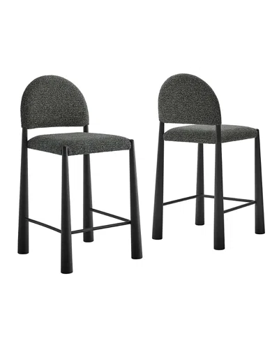 Modway Hayley Upholstered Fabric Counter Stools, Set Of 2 In Black