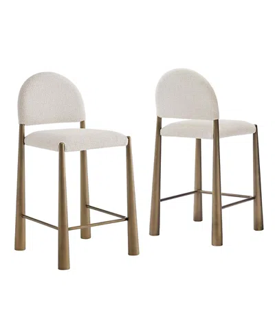Modway Hayley Upholstered Fabric Counter Stools, Set Of 2 In Brown
