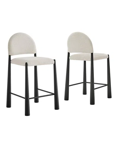 Modway Hayley Upholstered Fabric Counter Stools, Set Of 2 In White