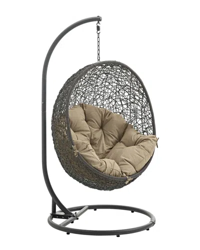 Modway Hide Outdoor Patio Wicker Rattan Swing Chai In Black