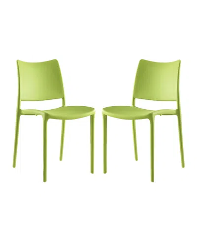Modway Hipster Dining Side Chair, Set Of 2 In Green