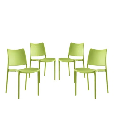 Modway Hipster Dining Side Chair, Set Of 4 In Green