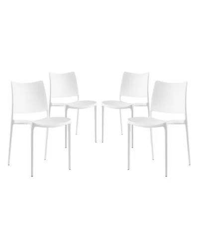 Modway Hipster Dining Side Chair, Set Of 4 In White