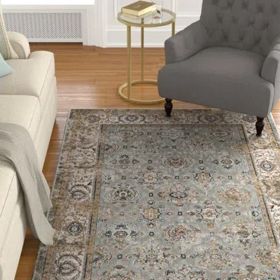 Modway Hisa Distressed Vintage Floral Lattice Area Rug In Silver Blue, Beige And Brown In Brown;sky Blue