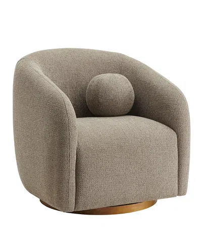 Modway Holland Swivel Chenille Fabric Armchair In Brown