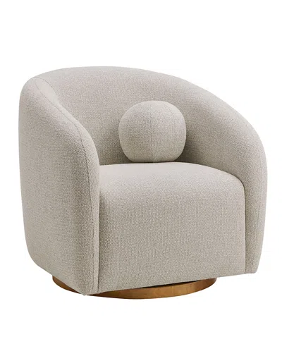 Modway Holland Swivel Chenille Fabric Armchair In Neutral