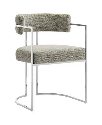 Modway Huron Curved Back Fabric And Metal Dining Accent Chair In Gray