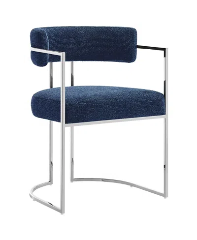 Modway Huron Curved Back Fabric And Metal Dining Accent Chair In Blue