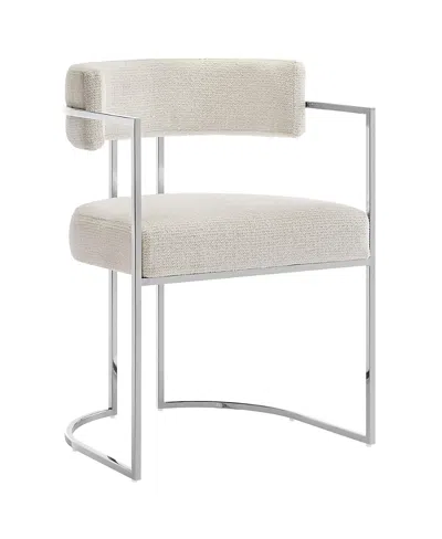 Modway Huron Curved Back Fabric And Metal Dining Accent Chair In Neutral