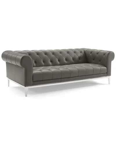 Modway Idyll Tufted Button Upholstered Leather Chesterfield Sofa In Gray