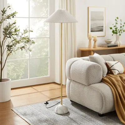 Modway Illusion Marble Dome Floor Lamp In Black In White,gold