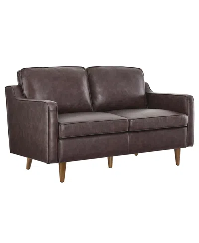 Modway Impart Genuine Leather Loveseat In Brown